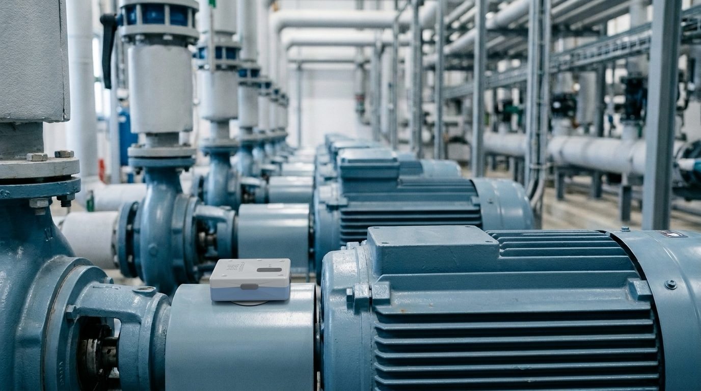 Edge Node on a cooling-water pump in a chemical plant utility area