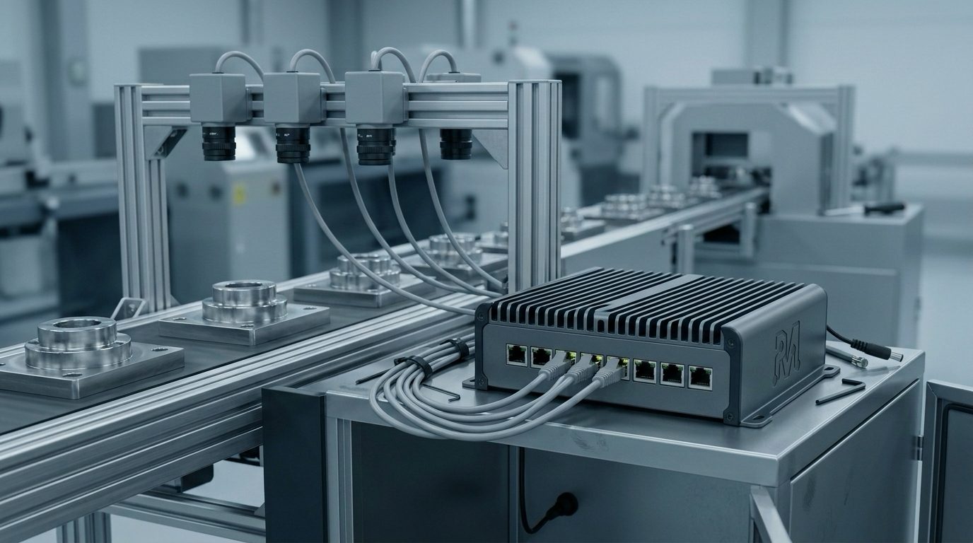Edge Hub on a production line with inspection cameras